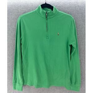 Polo Ralph Lauren Boys L (14-16) Green Cotton Pullover 1/4 Zip Classic Preppy